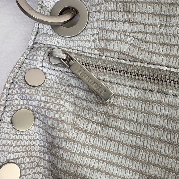 HAMMIT TONY Small Gray White Snakeskin Embossed Cow Leather Stud Crossbody - Picture 6 of 10